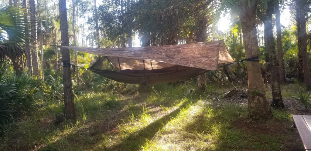 Camping in a jungle hammock