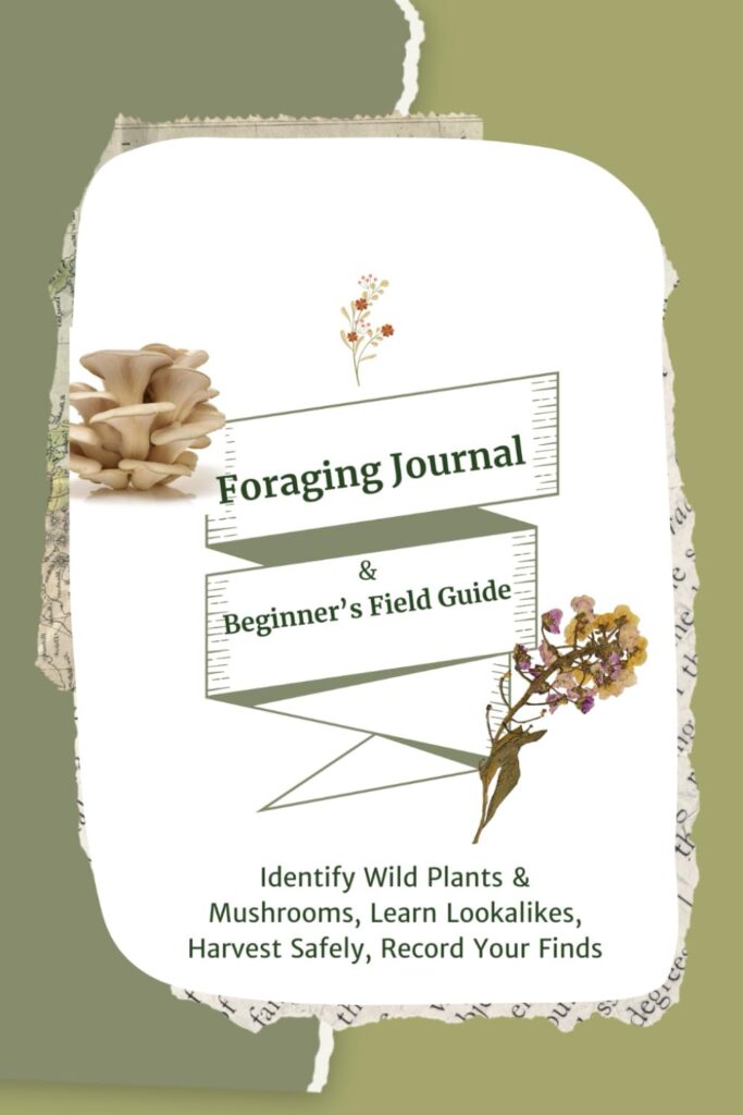 The Hunter Gatherer Society Foraging Journal and Beginner Field Guide featuring a rugged, nature-inspired design for recording mushroom finds, plant locations, and seasonal wild food notes, ideal for beginner and experienced foragers.