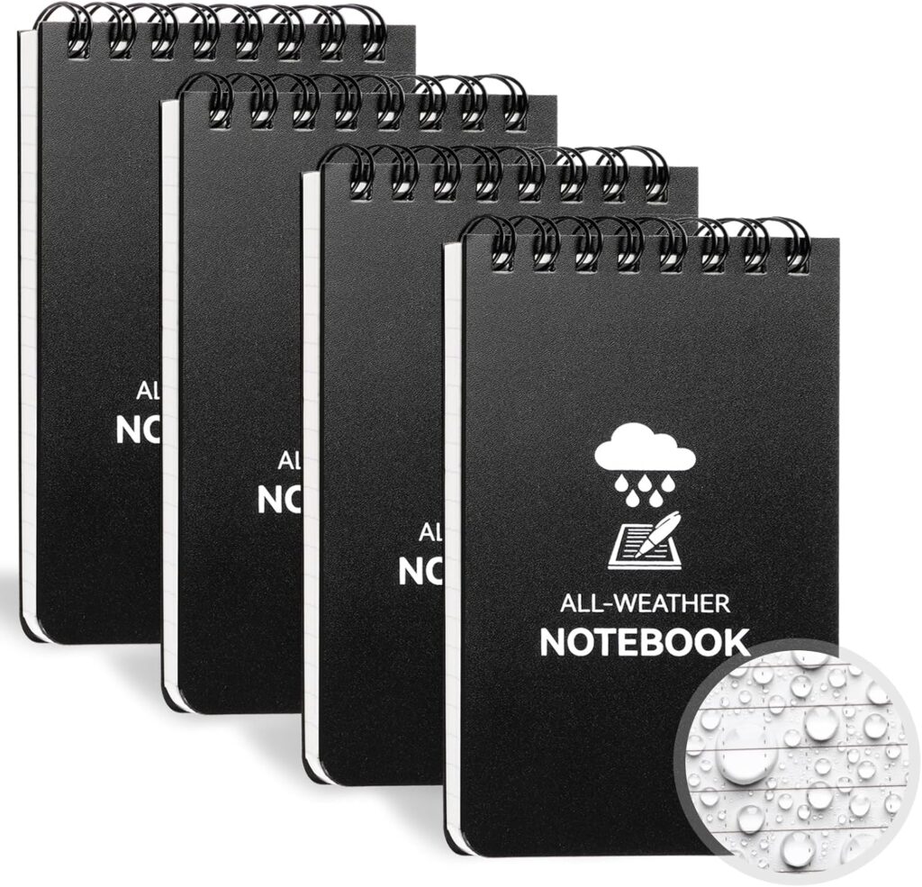 Weatherproof pocket notebook for foragers to record field notes, mushroom sightings, and plant observations during hikes and wildcrafting trips.