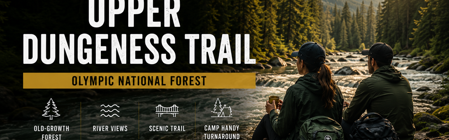 Hikers relaxing beside the Dungeness River on the Upper Dungeness Trail in Olympic National Forest Washington